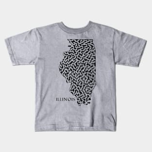 Illinois State Outline Maze & Labyrinth T-Shirt Kids T-Shirt